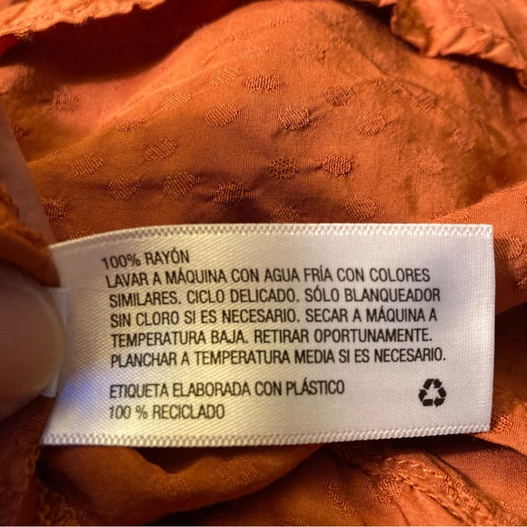 A•new Day Boho Style Women’s Sz L V-neck Shimmery Rust Rayon Drawstring Opt Top - Picture 10 of 10